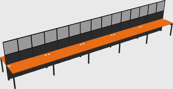 Shared rectangular cubicle
