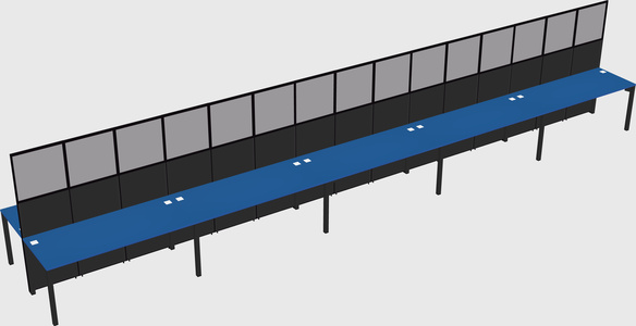 Shared rectangular cubicle