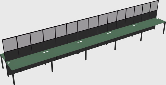 Shared rectangular cubicle