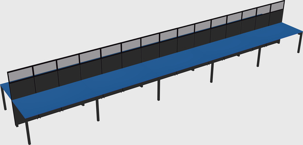 Shared rectangular cubicle