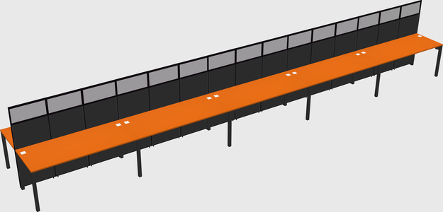 Shared rectangular cubicle
