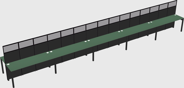 Shared rectangular cubicle