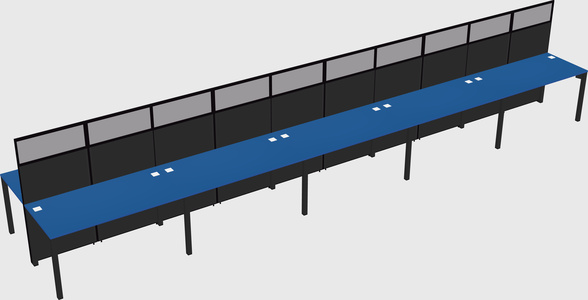 Shared rectangular cubicle