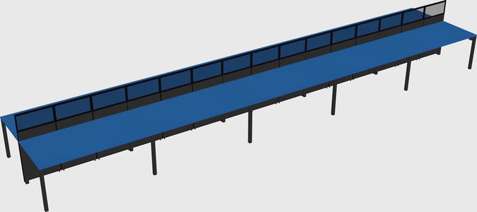 Shared rectangular cubicle