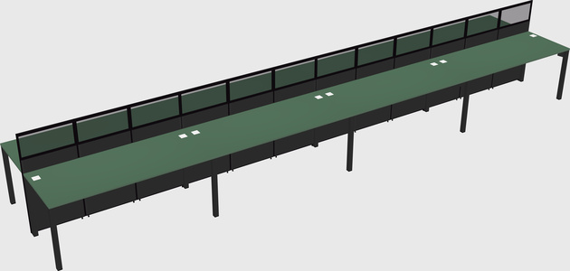 Shared rectangular cubicle