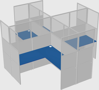 Shared l-shaped cubicles