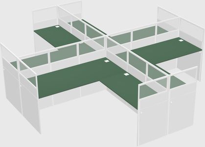 Shared l-shaped cubicles