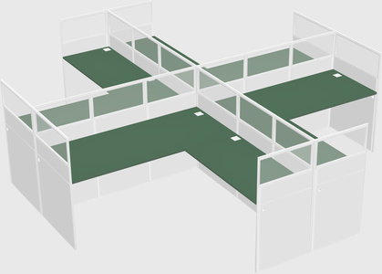 Shared l-shaped cubicles