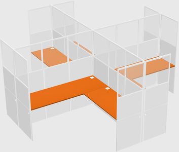 Shared l-shaped cubicles