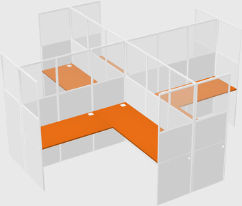 Shared l-shaped cubicles