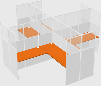 Shared l-shaped cubicles