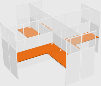 Shared l-shaped cubicles