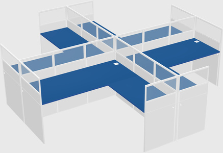 Shared l-shaped cubicles