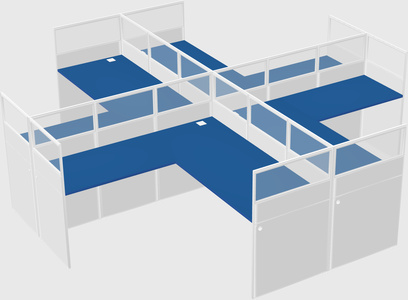 Shared l-shaped cubicles
