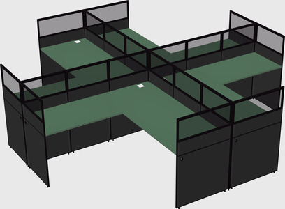 Shared l-shaped cubicles