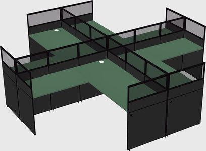 Shared l-shaped cubicles