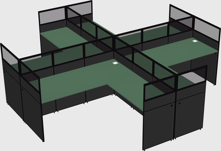 Shared l-shaped cubicles