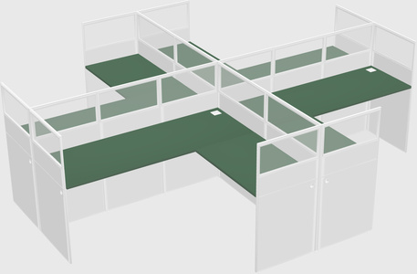Shared l-shaped cubicles