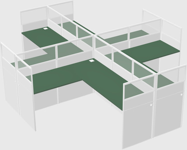 Shared l-shaped cubicles