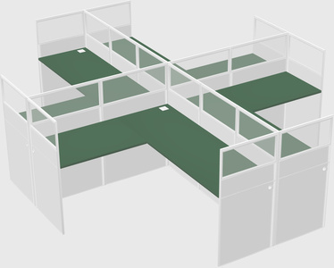 Shared l-shaped cubicles
