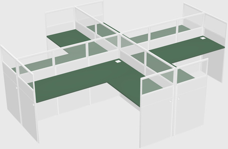 Shared l-shaped cubicles