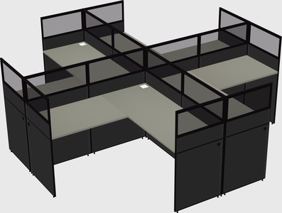 Shared l-shaped cubicles