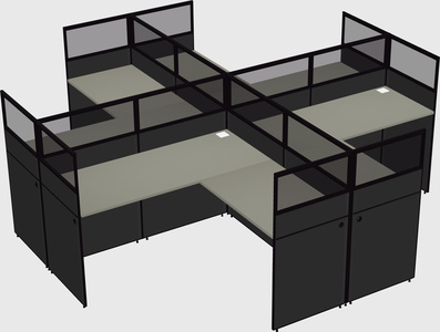 Shared l-shaped cubicles