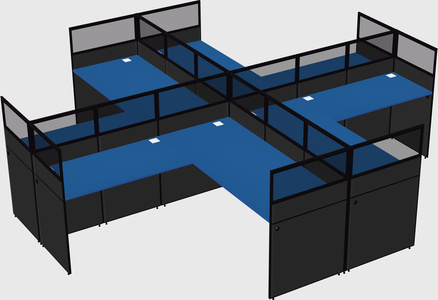 Shared l-shaped cubicles