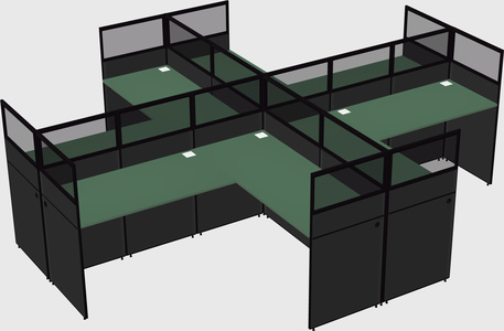 Shared l-shaped cubicles
