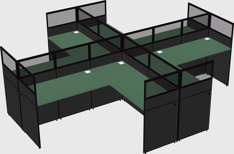 Shared l-shaped cubicles