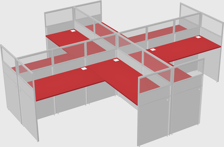Shared l-shaped cubicles