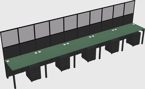 Shared rectangular cubicle
