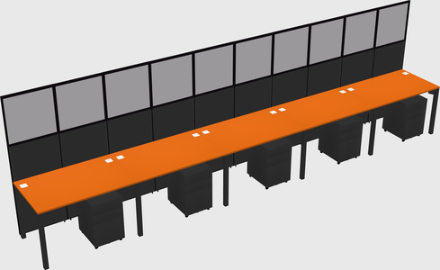 Shared rectangular cubicle