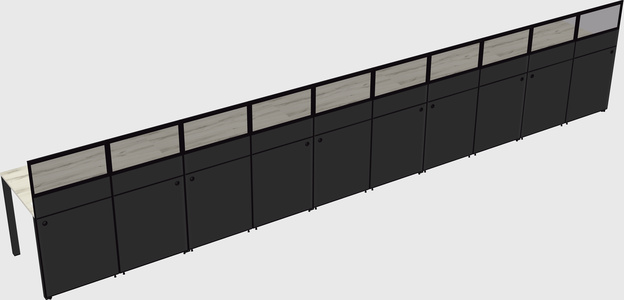 Shared rectangular cubicle