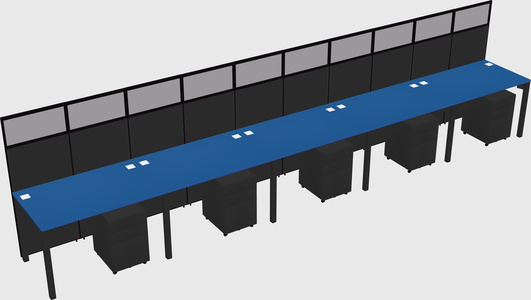Shared rectangular cubicle