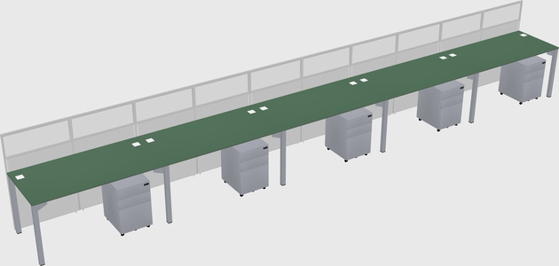 Shared rectangular cubicle