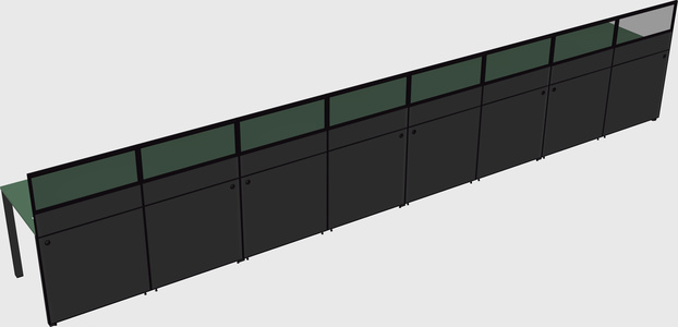 Shared rectangular cubicle