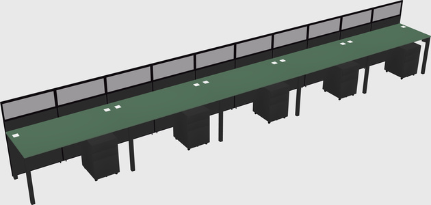 Shared rectangular cubicle