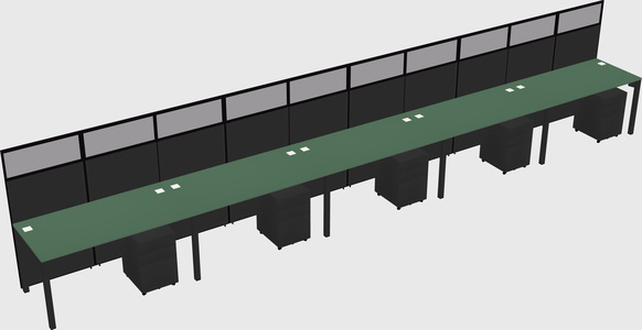 Shared rectangular cubicle