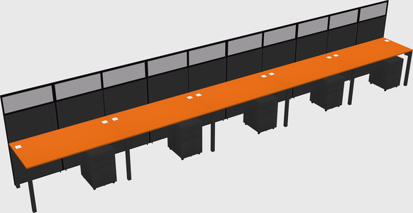 Shared rectangular cubicle