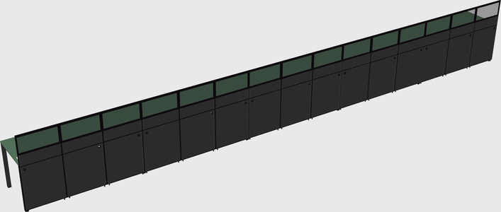 Shared rectangular cubicle