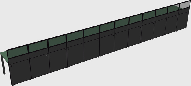 Shared rectangular cubicle