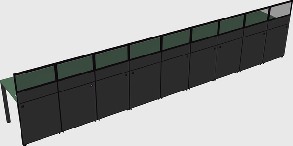 Shared rectangular cubicle