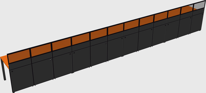 Shared rectangular cubicle