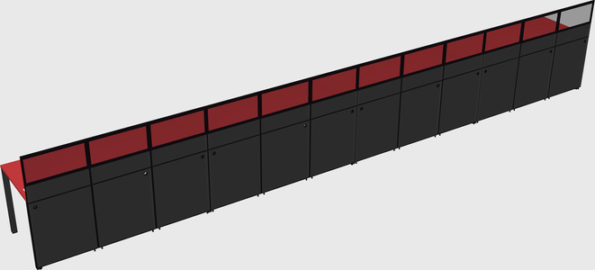 Shared rectangular cubicle
