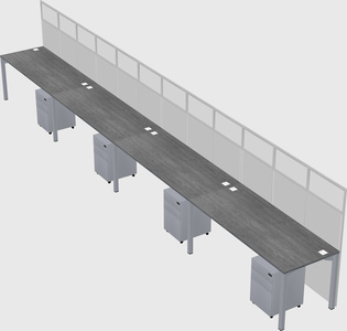 Shared rectangular cubicle