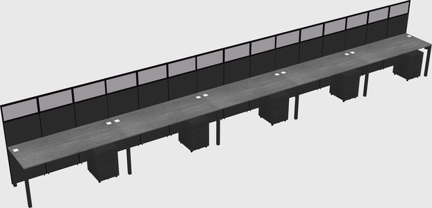 Shared rectangular cubicle