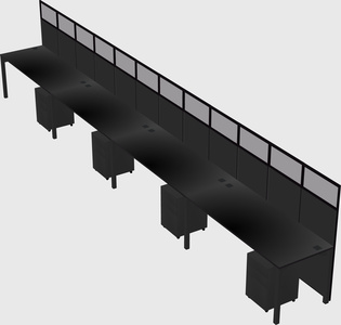 Shared rectangular cubicle