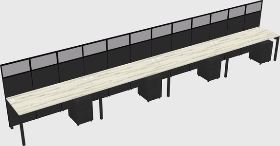 Shared rectangular cubicle