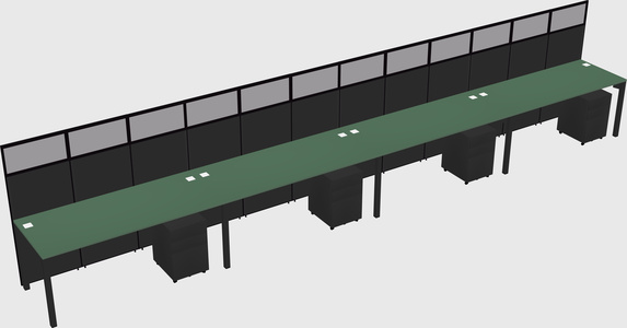 Shared rectangular cubicle